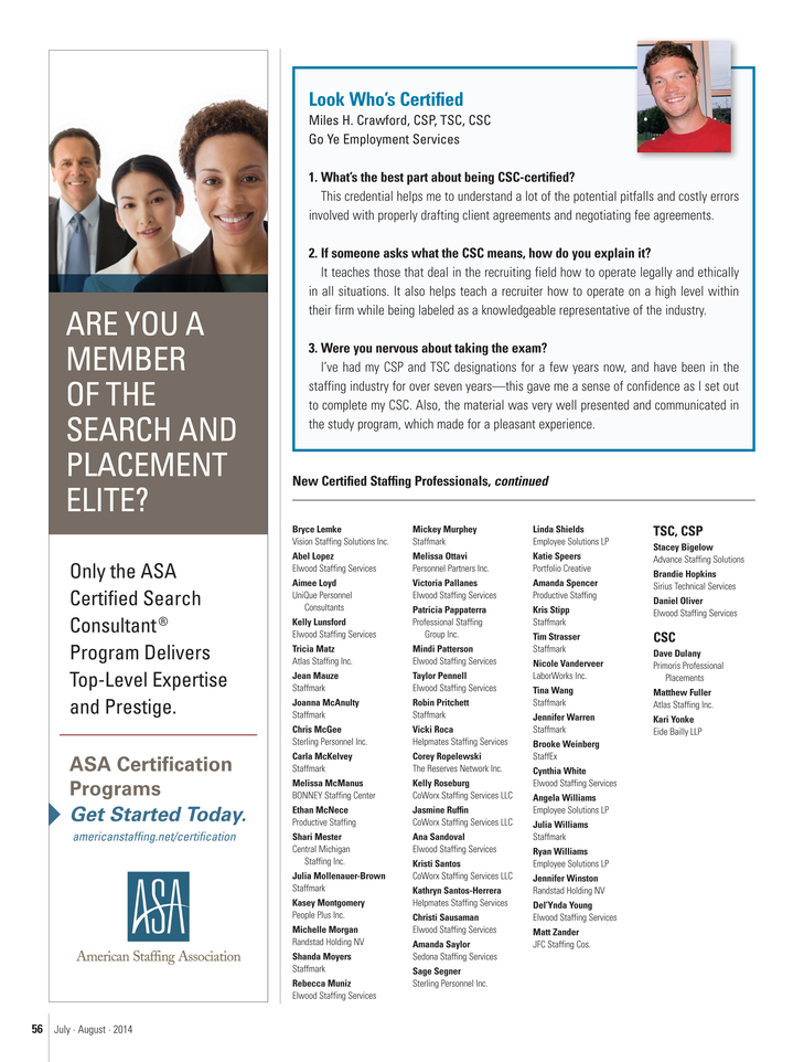 asa staffing success july august 2014 page 56