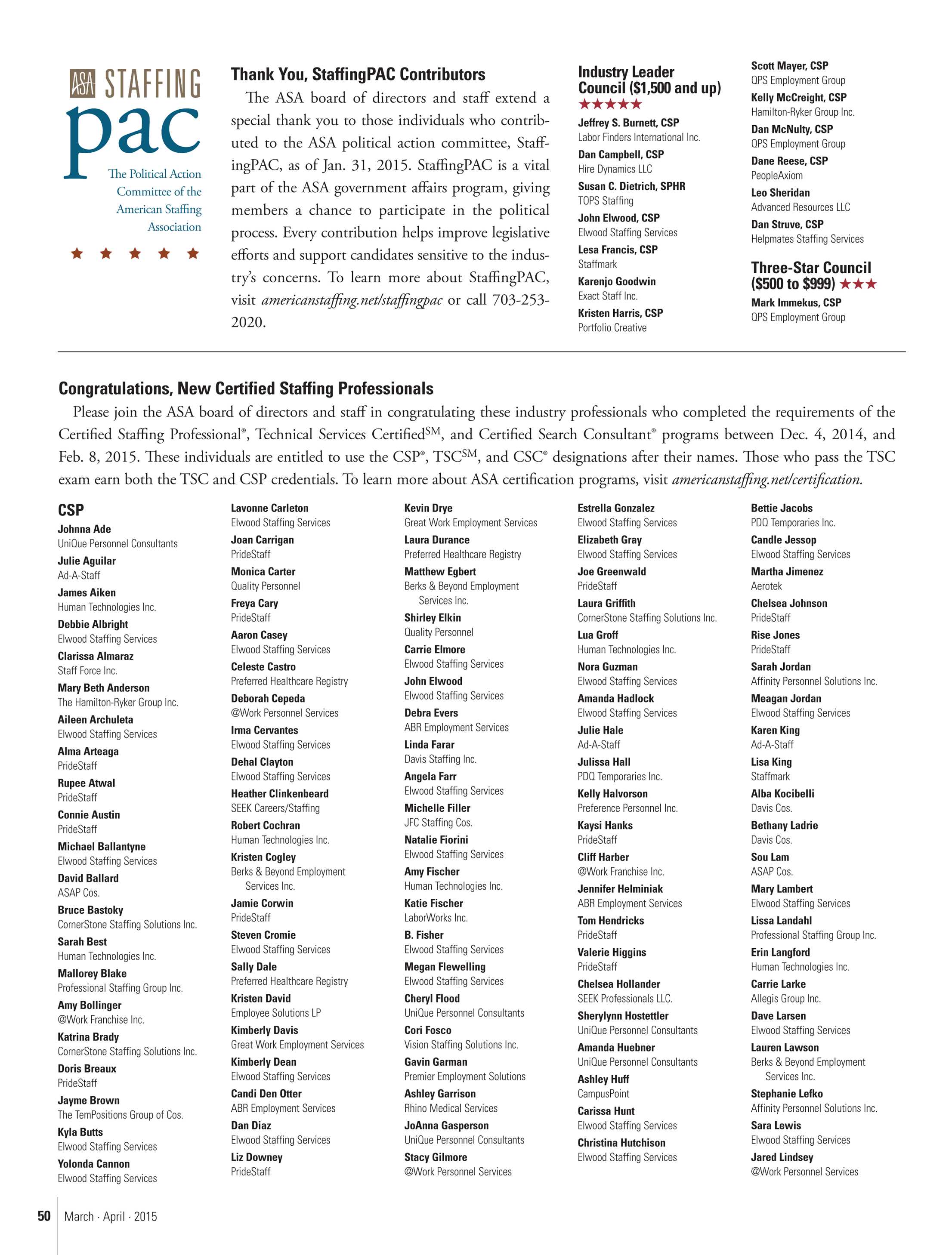 Asa Staffing Success January February 2015 Page 50