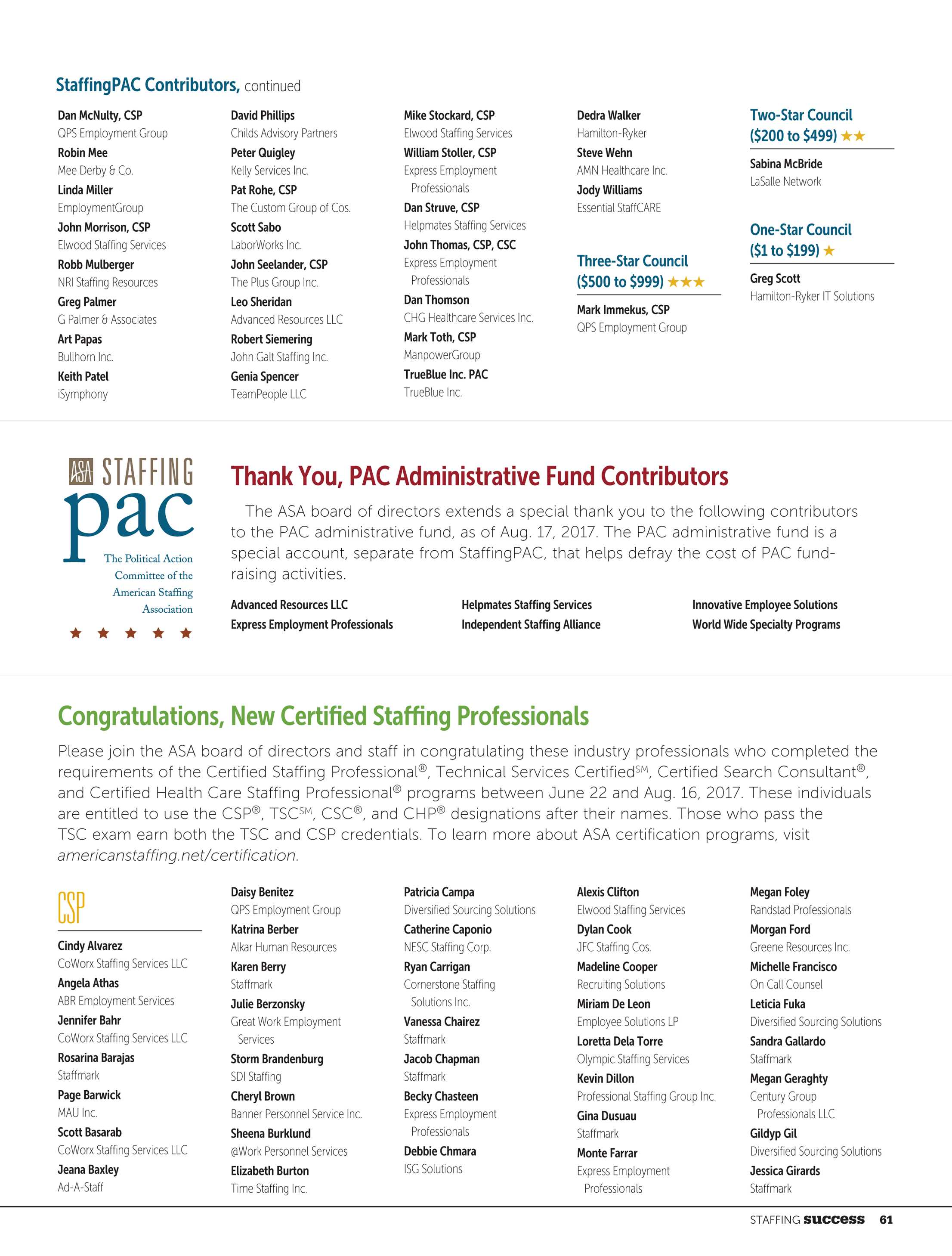 asa staffing success september