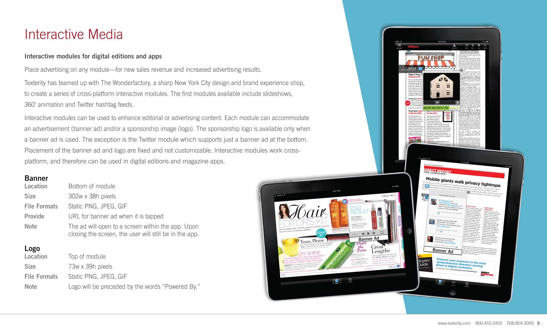 Texterity Information Digital And Mobile Advertising Specs Page 5