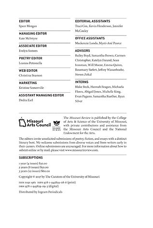 Missouri Review Summer 40 Page 4040 Fascinating Sper Poetry Missouri Review Summer 40 Page 4040 Fascinating Sper Poetry