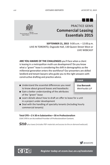Ontario Reports August 21 2015 Page Viii Ix