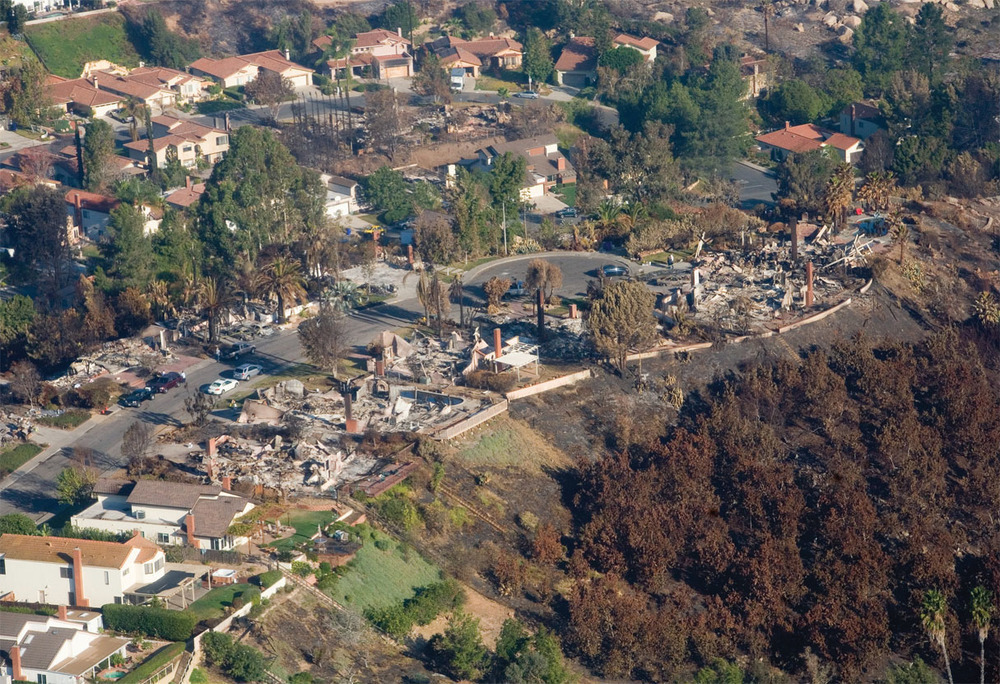 Many houses located a great distance