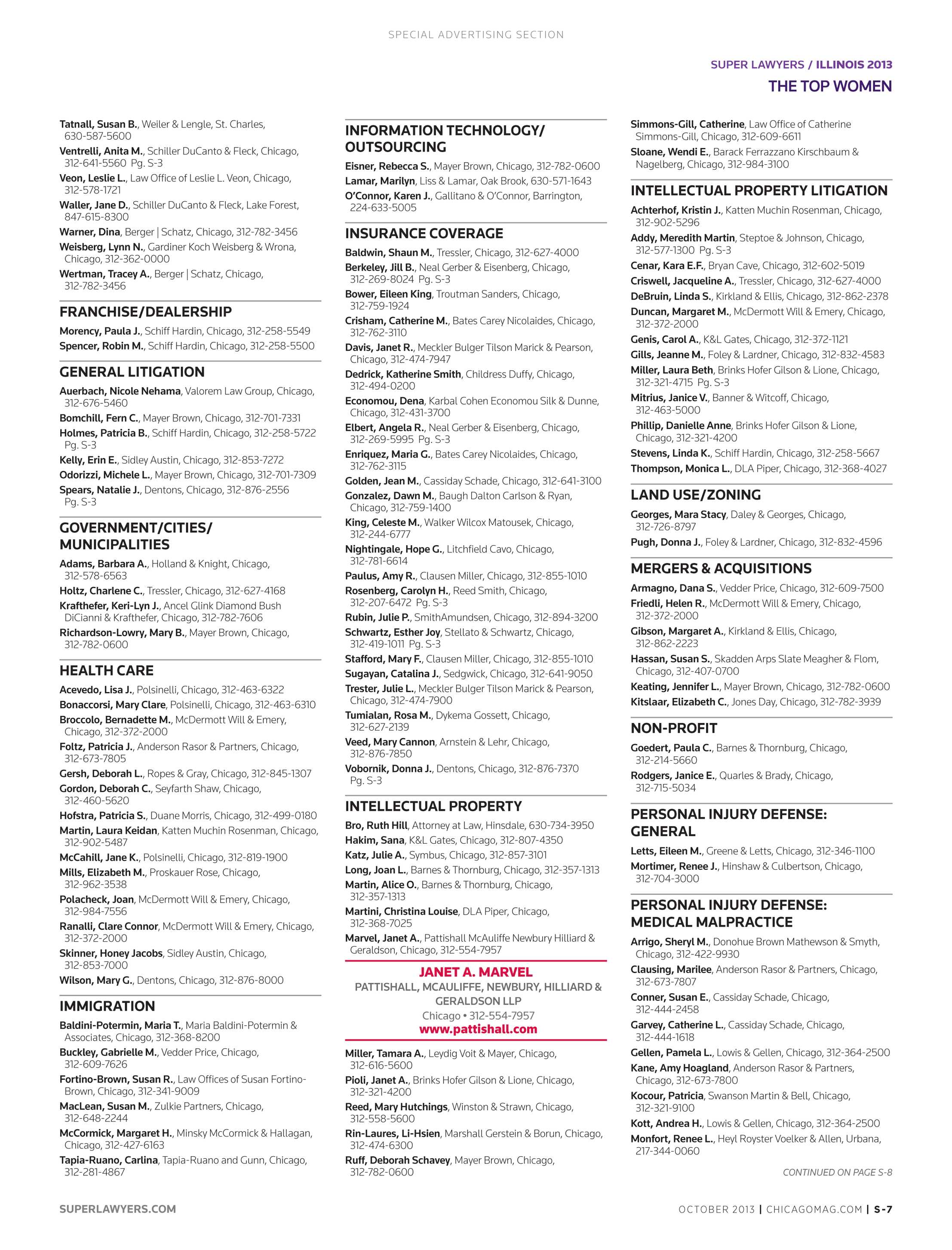 super lawyers the top women attorneys in illinois 2013 page s 7