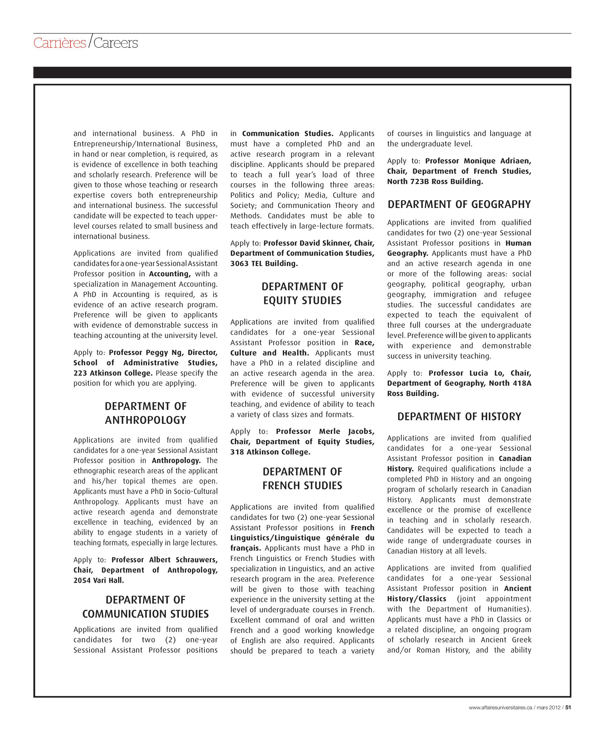 University Affairs March 2012 Page 52