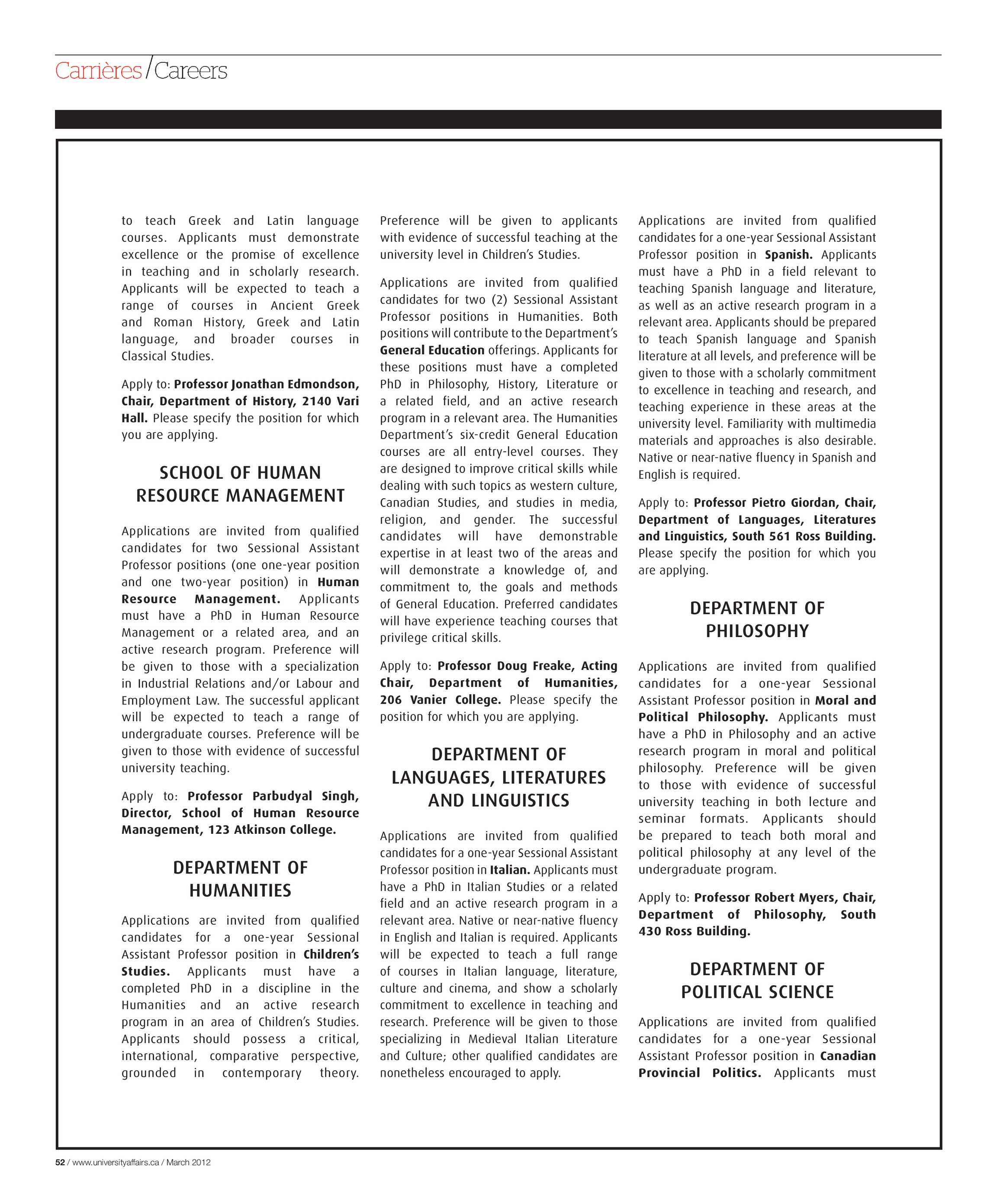 University Affairs March 2012 Page 52