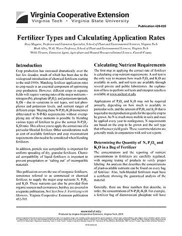 Vcedigitalpubs Fertilizer Types And Calculating Application Rates