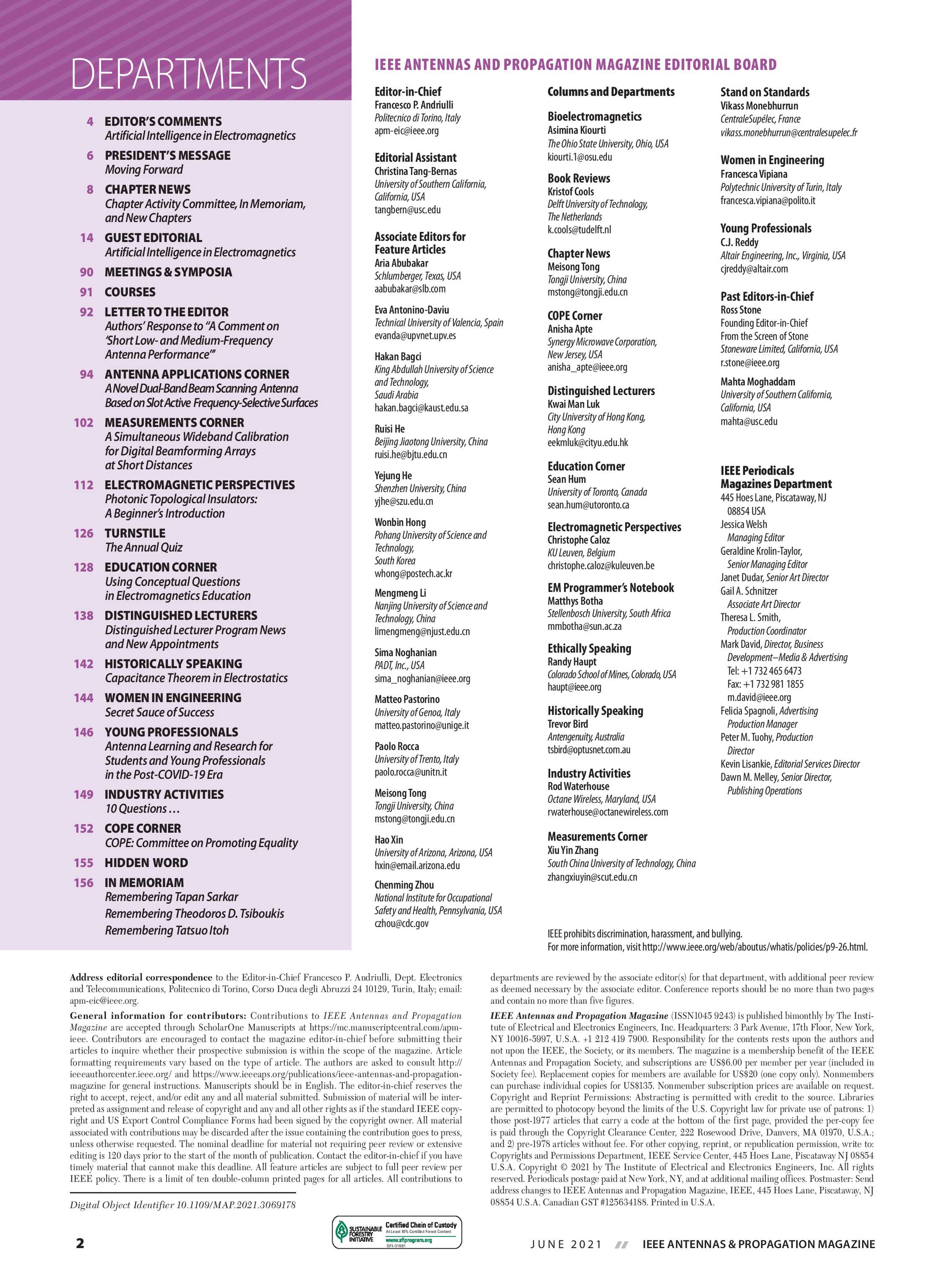 Antennas and Propagation Magazine June 2021 page 2