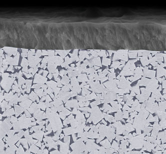 image of Sandvik Coromant’s Zertivo coating on the substrate of a milling insert