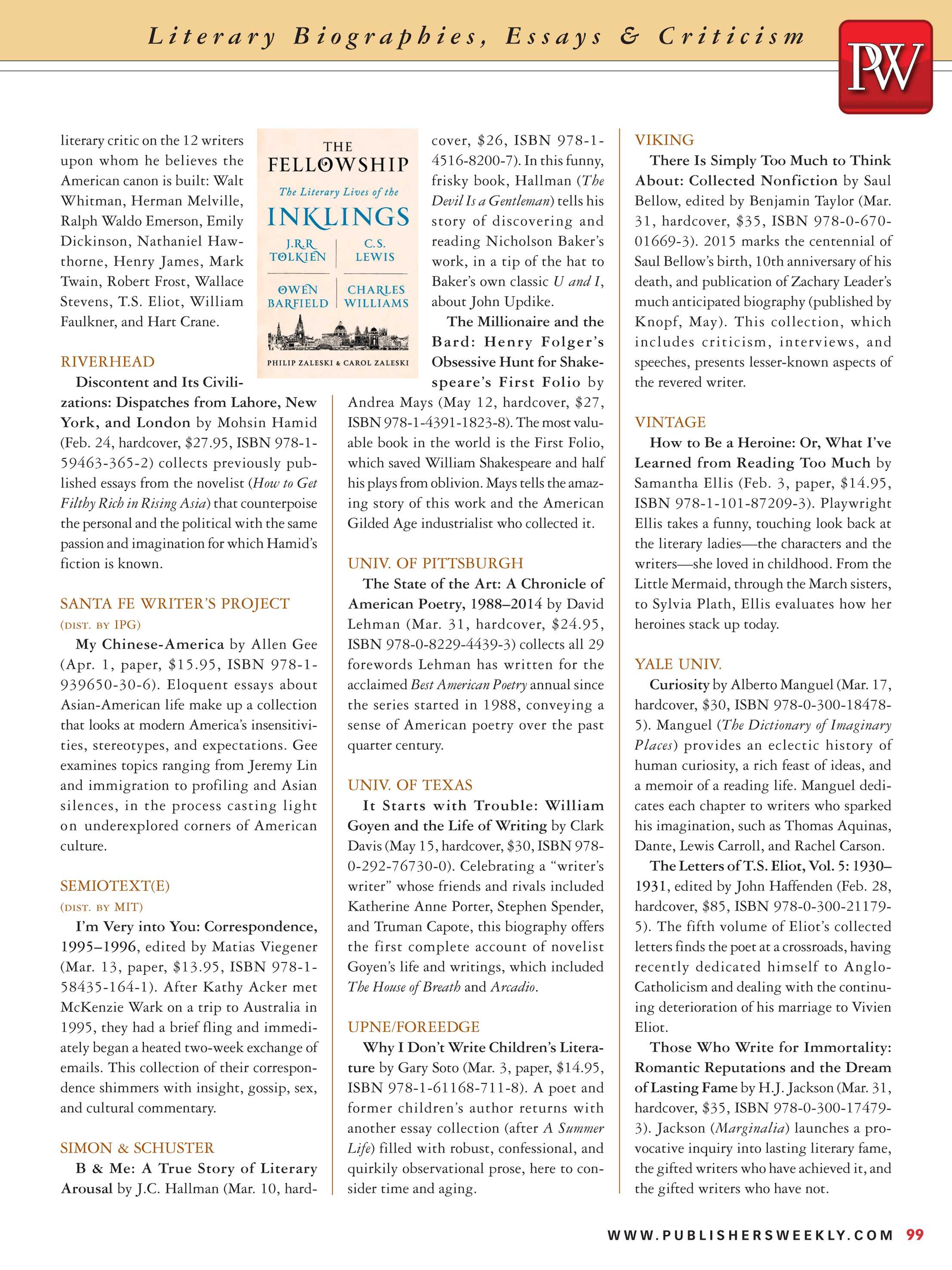 Publishers Weekly - January 26, 2015 - page 99