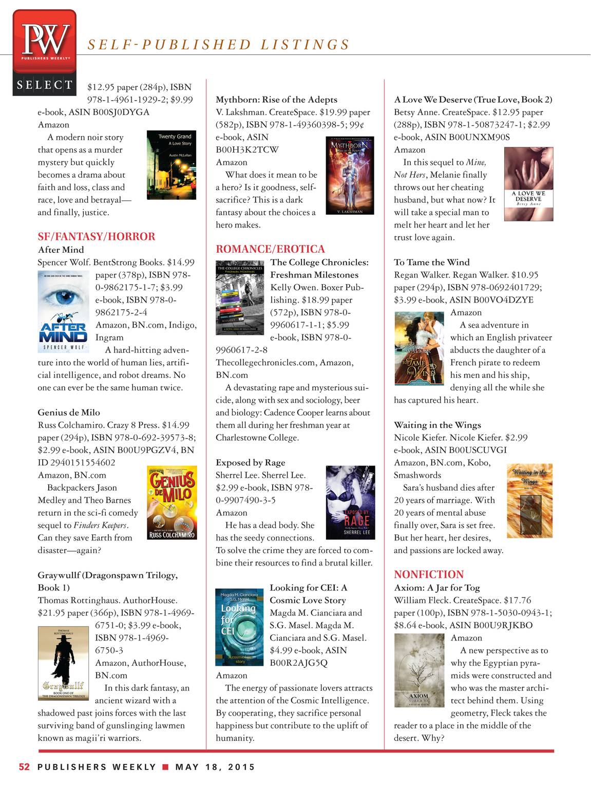 Publishers Weekly - May 18, 2015 - page 52