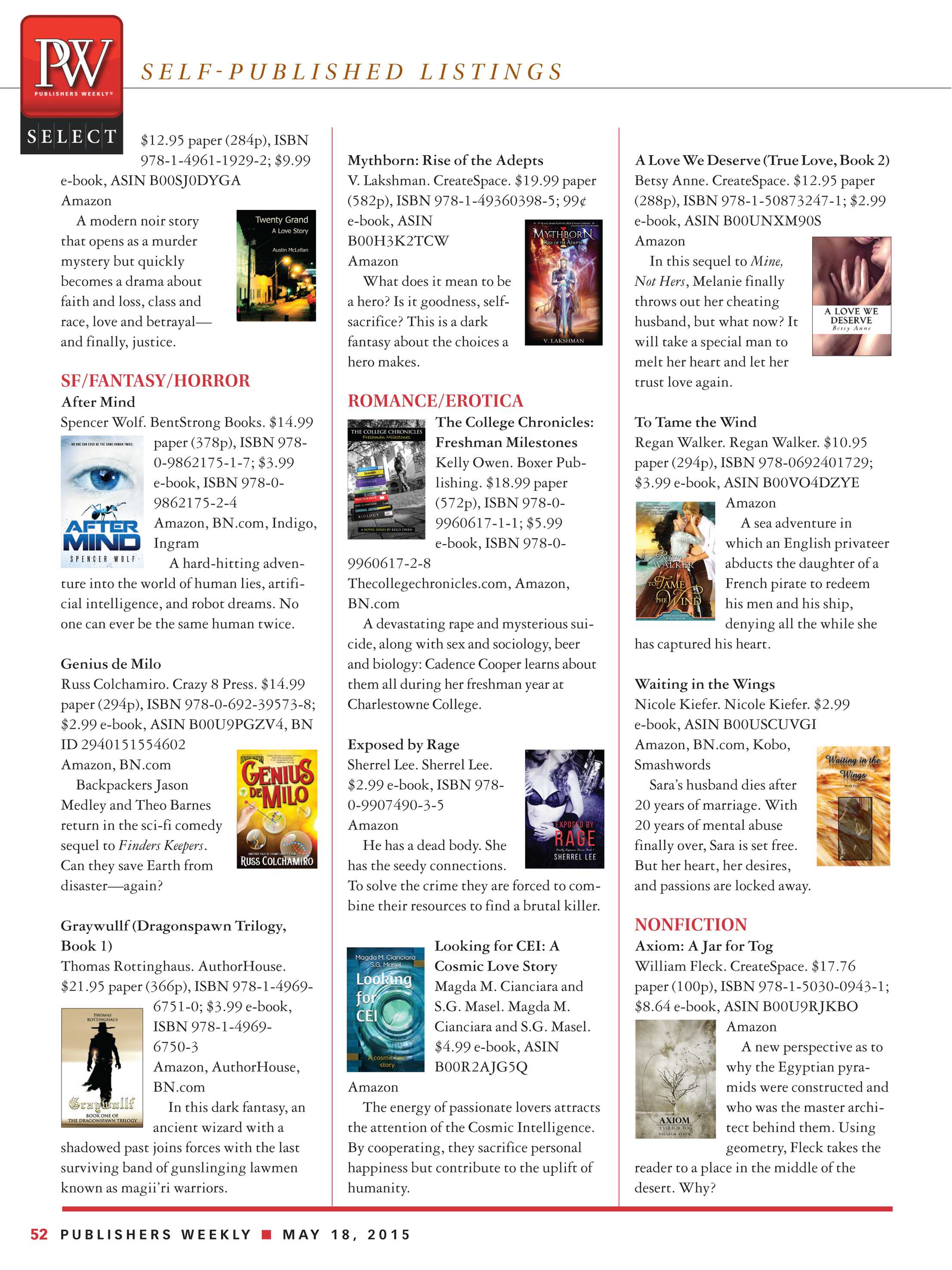 Publishers Weekly - May 18, 2015 - page 52