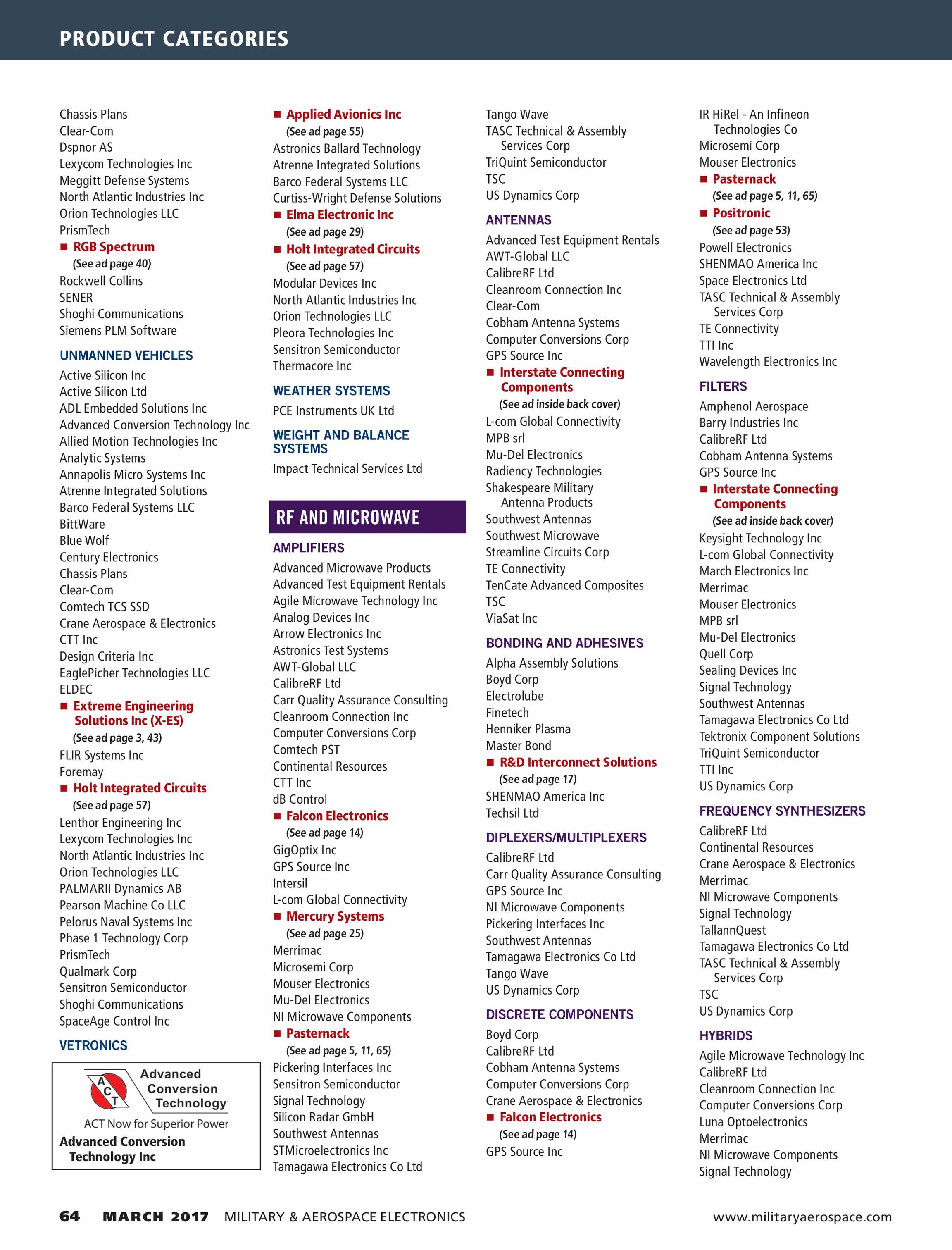 Military Aerospace Electronics 2017 Mae Buyers Guide Page 64