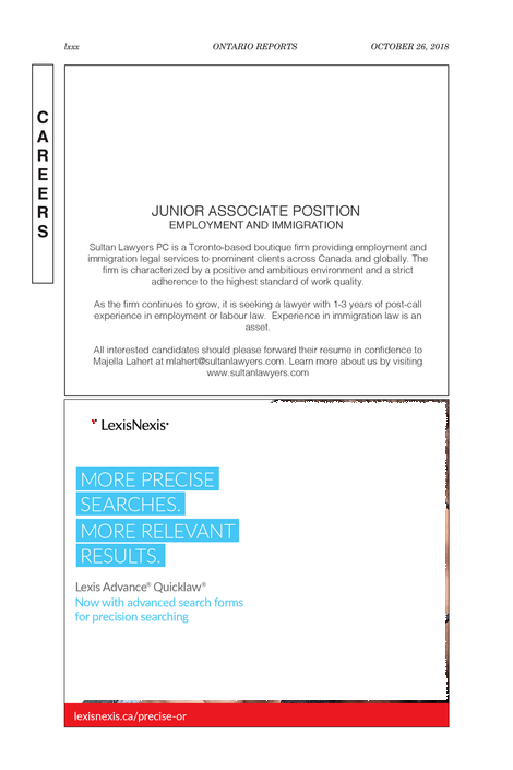 Ontario Reports October 26 2018 Page Lxxx Lxxxi - 