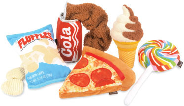 Snack Attack! Pizza, Ice Cream and Lollipop Dog Toy Set - P.L.A.Y.