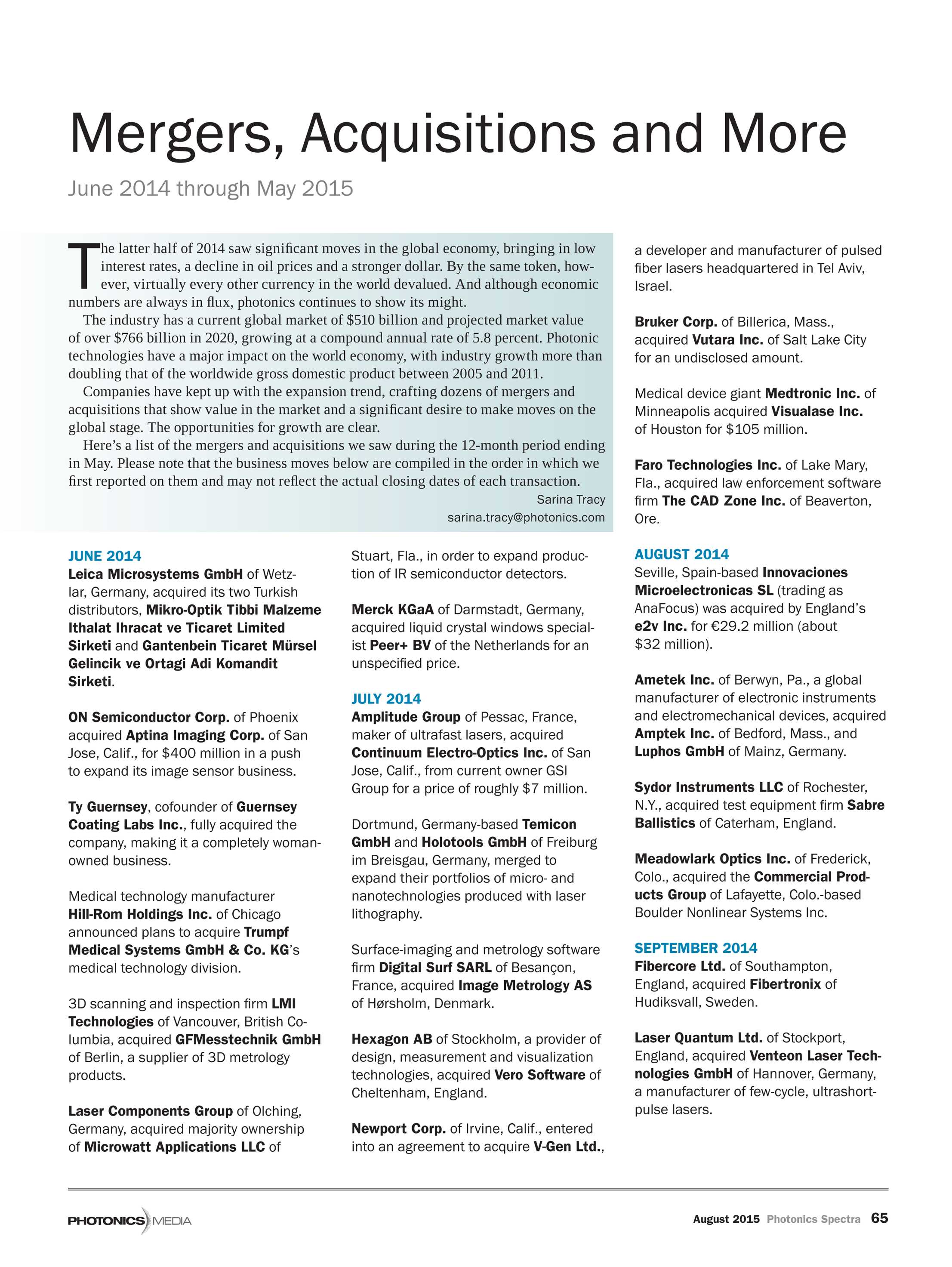 Photonics Spectra August 2015 page 65 Photonics Spectra August 2015 page 65