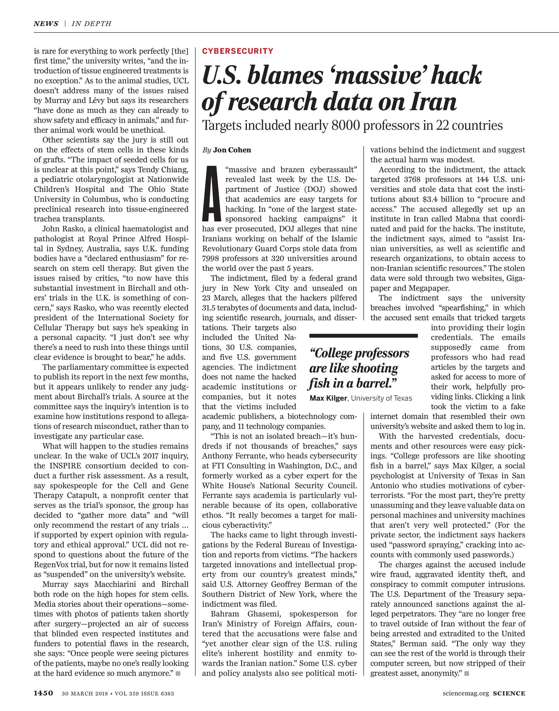 State Journal Gives More Ink To Iran >> Science Magazine March 30 2018 Page 1450 State Journal Gives More Ink To Iran >> Science Magazine March 30 2018 Page 1450