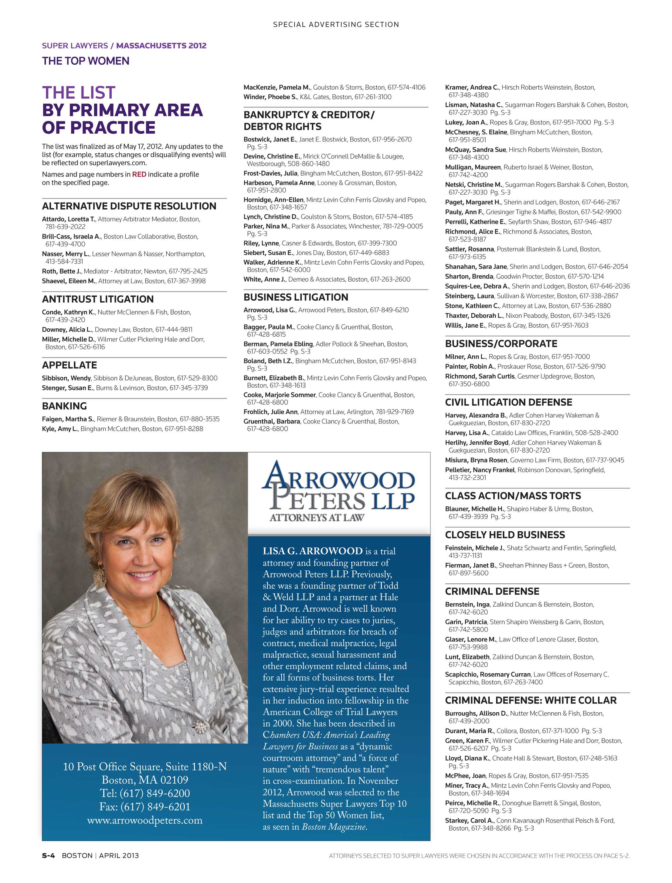 From Kotin Crabtree Strong Llp Fourth >> Super Lawyers The Top Women Attorneys In Massachusetts Page S 4 From Kotin Crabtree Strong Llp Fourth >> Super Lawyers The Top Women Attorneys In Massachusetts Page S 4
