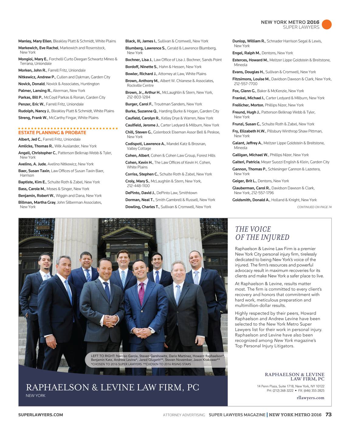 Super Lawyers - New York Metro 2016 - page 73