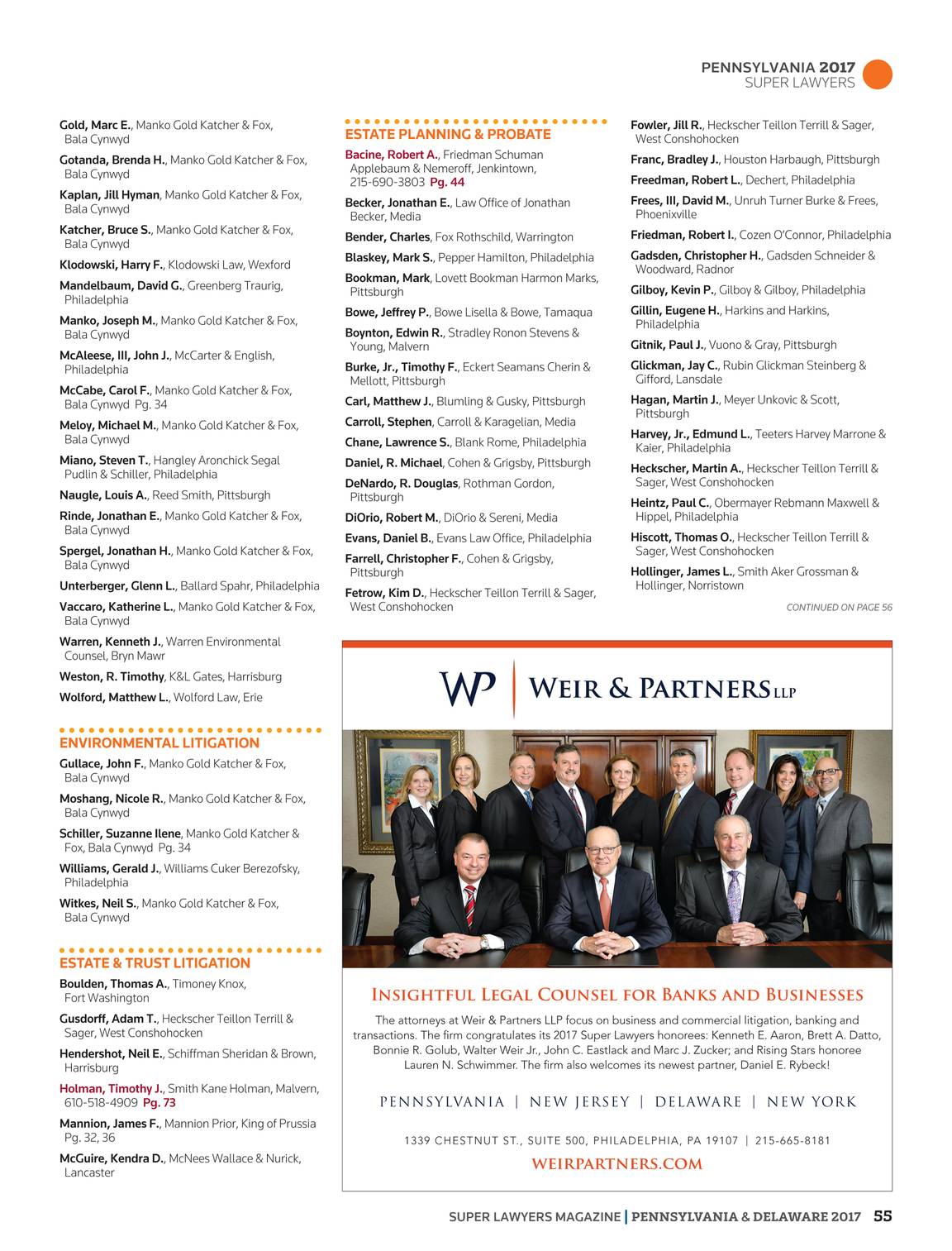 Super Lawyers - Pennsylvania and Delaware 2017 - page 55