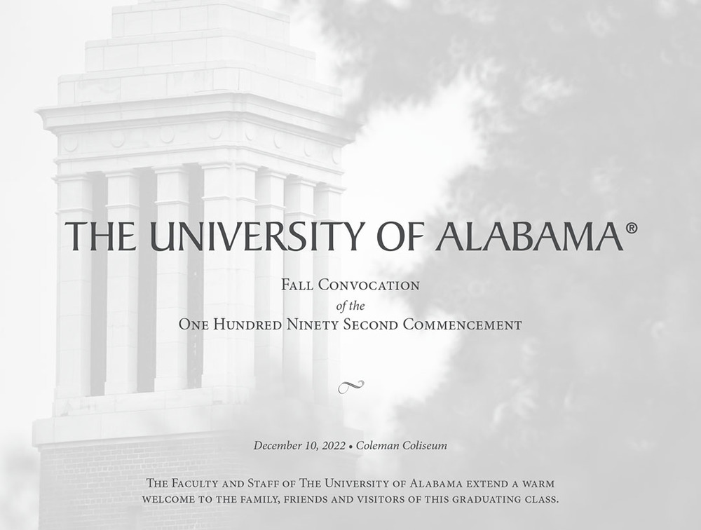 Fall 2022 Degree Candidates Announced - University of Alabama News